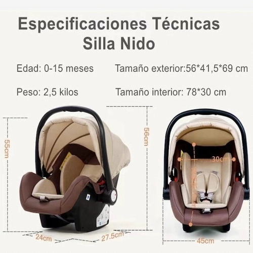 COCHE LUBABYCAS TRAVEL SYSTEM CON ACCESORIOS DORADO - 9