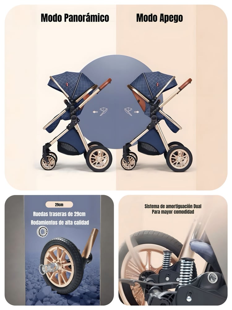 COCHE DELUXE CON SILLA NIDO Y ACCESORIOS BLANCO LUBABYCAS - 5