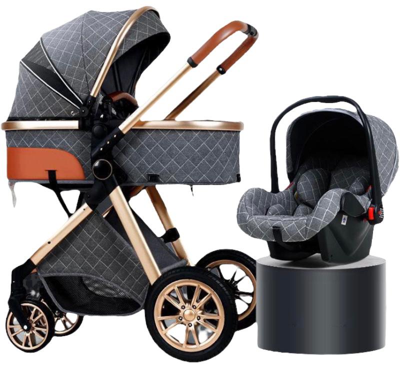 COCHE LUBABYCAS DELUXE CON SILLA NIDO Y ACCESORIOS GRIS - 1