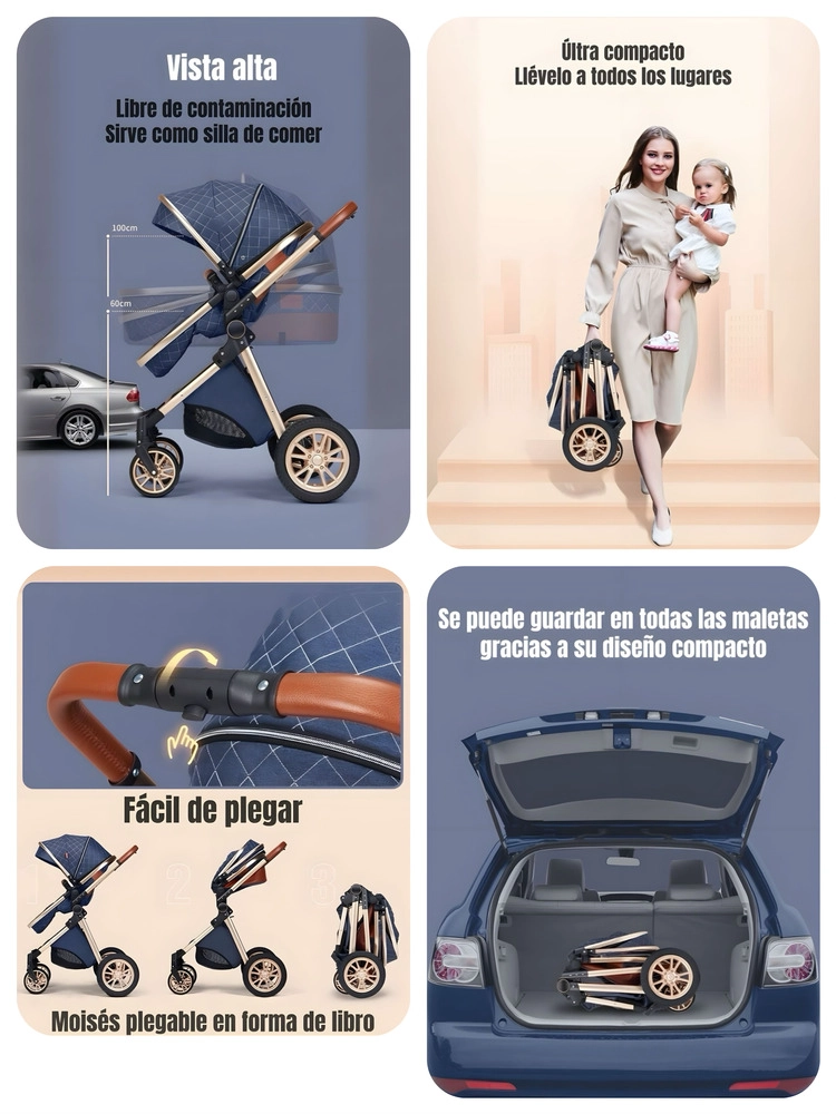 COCHE LUBABYCAS DELUXE CON SILLA NIDO Y ACCESORIOS NEGRO - 4