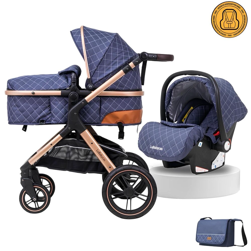COCHE CUNA LUBABYCAS CON SILLA NIDO Y ACCESORIOS AZUL - 1