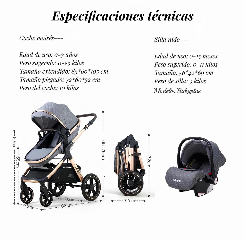 COCHE CUNA LUBABYCAS CON SILLA NIDO Y ACCESORIOS AZUL - 8