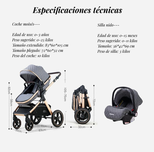 COCHE CUNA LUBABYCAS CON SILLA NIDO Y ACCESORIOS ROSADO - 9