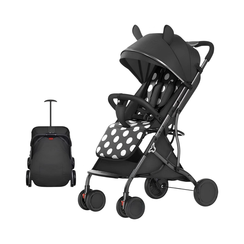COCHE PASEO LUBABYCAS COMPACTO CON ACCESORIOS NEGRO - 1