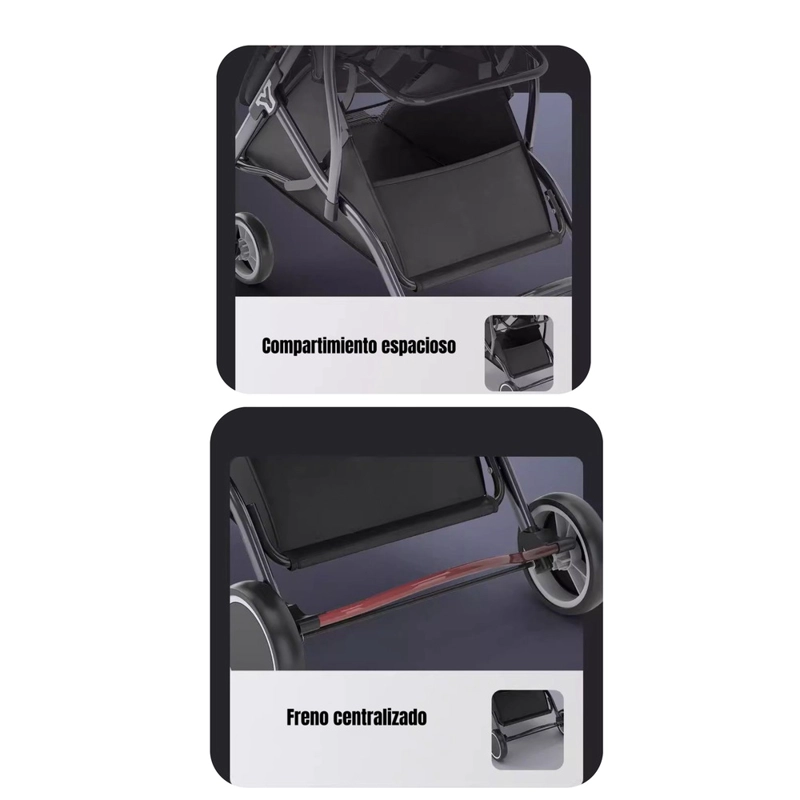 COCHE PASEO LUBABYCAS COMPACTO CON ACCESORIOS NEGRO - 7