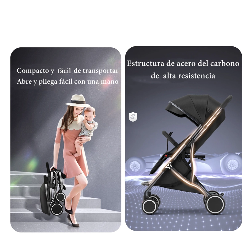 COCHE PASEO LUBABYCAS COMPACTO CON ACCESORIOS BLACK NEGRO - 2