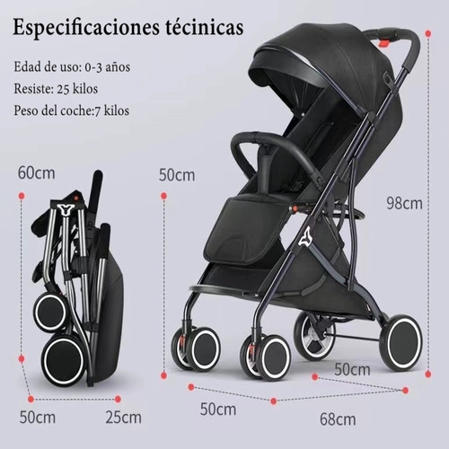 COCHE PASEO LUBABYCAS COMPACTO CON ACCESORIOS BLACK NEGRO - 9
