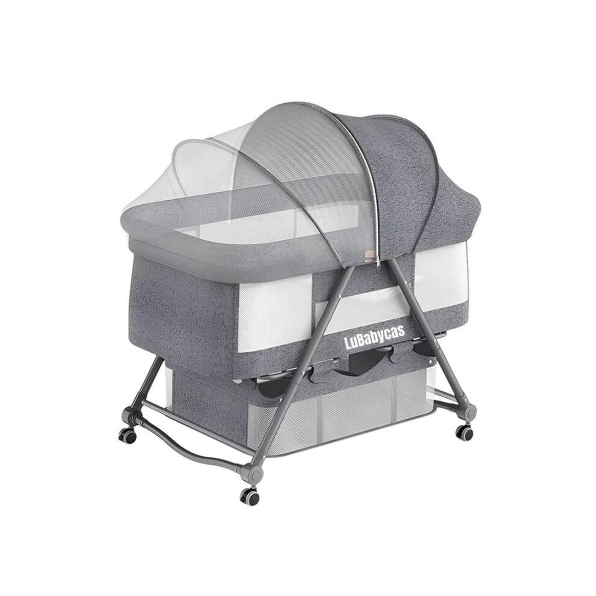 CUNA MOISÉS LUBABYCAS PRO ACERO INOXIDABLE GRIS CON ACCESORIOS - 1