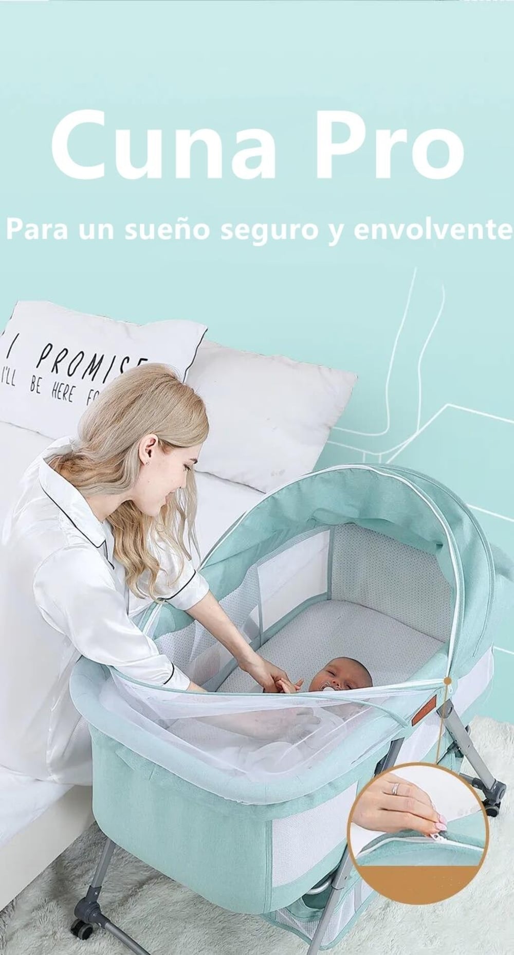 CUNA LUBABYCAS PRO ACERO INOXIDABLE ROSADA BEBÉ CON ACCESORIOS - 4