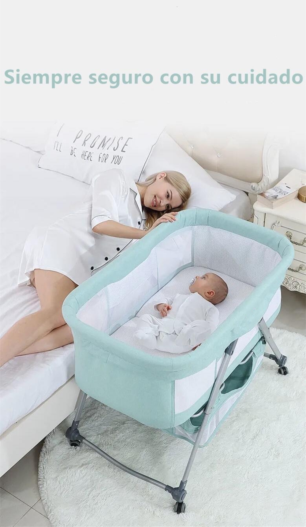 CUNA LUBABYCAS PRO ACERO INOXIDABLE ROSADA BEBÉ CON ACCESORIOS - 6