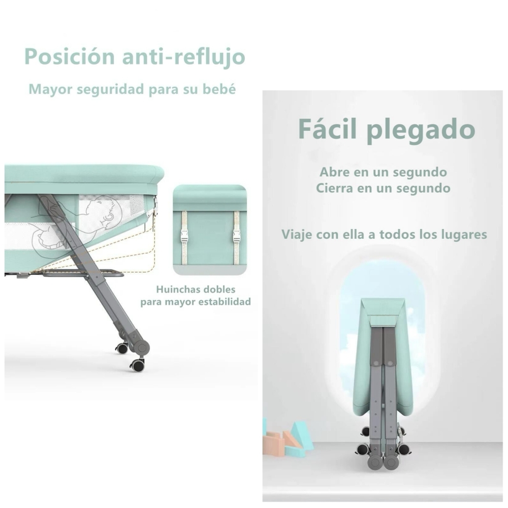 CUNA LUBABYCAS PRO ACERO INOXIDABLE ROSADA BEBÉ CON ACCESORIOS - 7