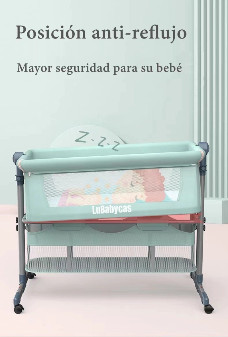 CUNA COLECHO LUBABYCAS LUXURY ACERO INOXIDABLE GRIS BEBÉ CON MOSQUITERO - 6