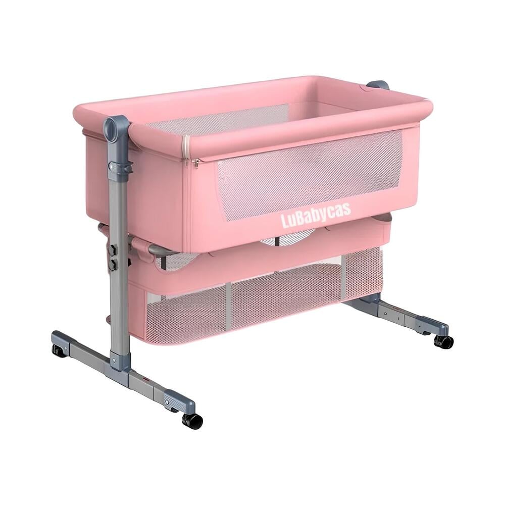 CUNA COLECHO LUBABYCAS LUXURY ACERO INOXIDABLE ROSADA BEBÉ CON MOSQUITERO - 1