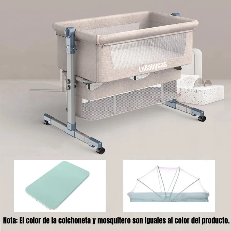 CUNA COLECHO LUBABYCAS LUXURY ACERO INOXIDABLE CAFÉ BEBÉ CON MOSQUITERO - 2
