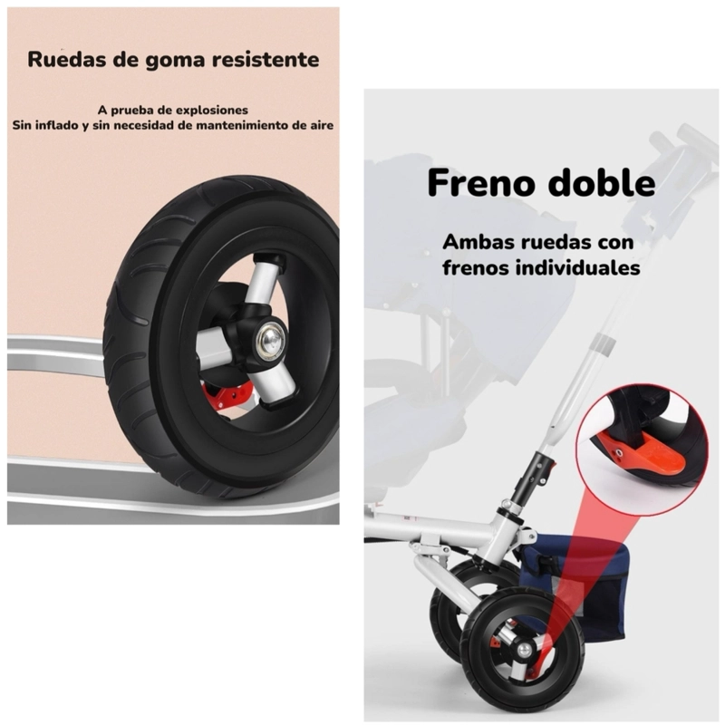 TRICICLO REVERSIBLE Y PLEGABLE CON ACCESORIOS AZUL LUBABYCAS - 7