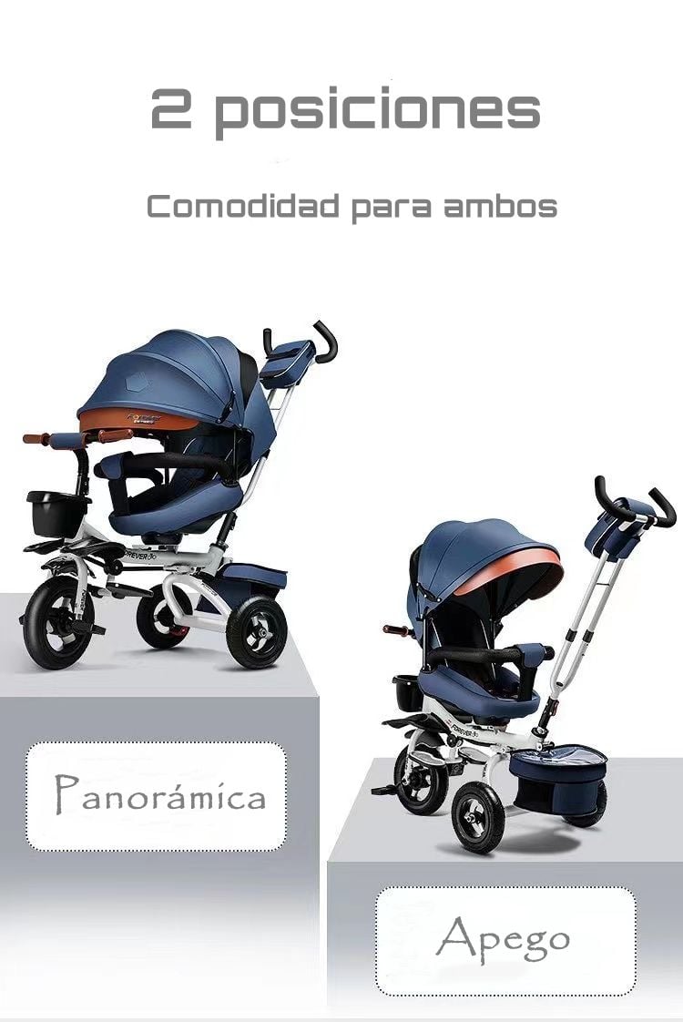TRICICLO REVERSIBLE Y PLEGABLE CON ACCESORIOS GRIS LUBABYCAS - 3