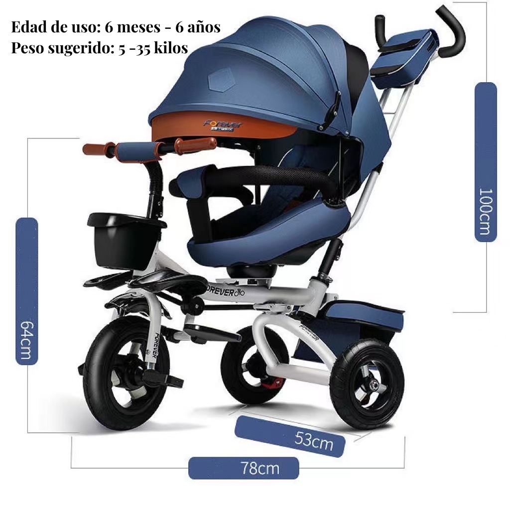 TRICICLO REVERSIBLE Y PLEGABLE CON ACCESORIOS GRIS LUBABYCAS - 8
