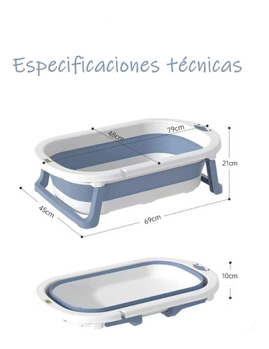 BAÑERA PLEGABLE CON TERMOMETRO, COJIN Y MAS ACCESORIOS AZUL - 9