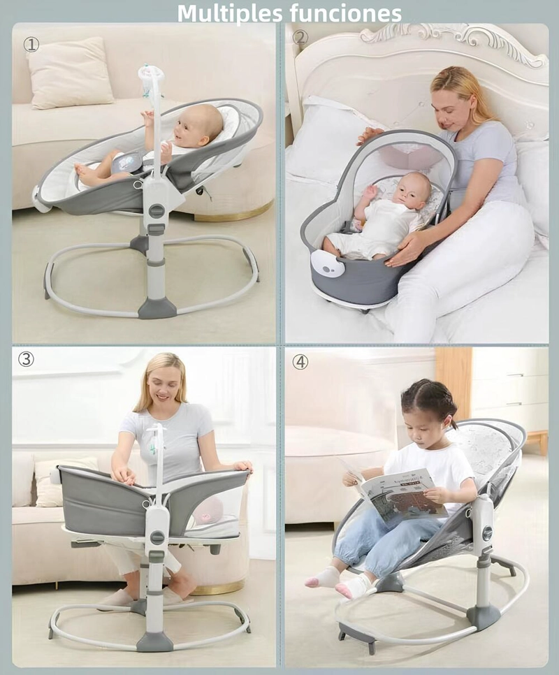 CUNA MOISÉS Y COLUMPIO INGENUITY MASTELA ACERO GRIS CON VIBRACIÓN 2 EN 1 - 2