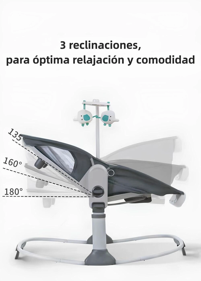 CUNA MOISÉS Y COLUMPIO INGENUITY MASTELA ACERO GRIS CON VIBRACIÓN 2 EN 1 - 4