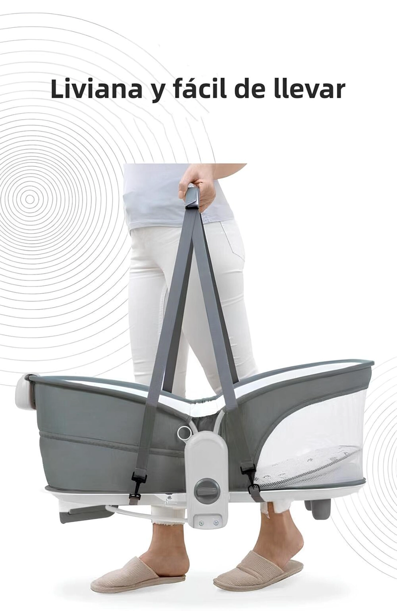 CUNA MOISÉS Y COLUMPIO INGENUITY MASTELA ACERO GRIS CON VIBRACIÓN 2 EN 1 - 5