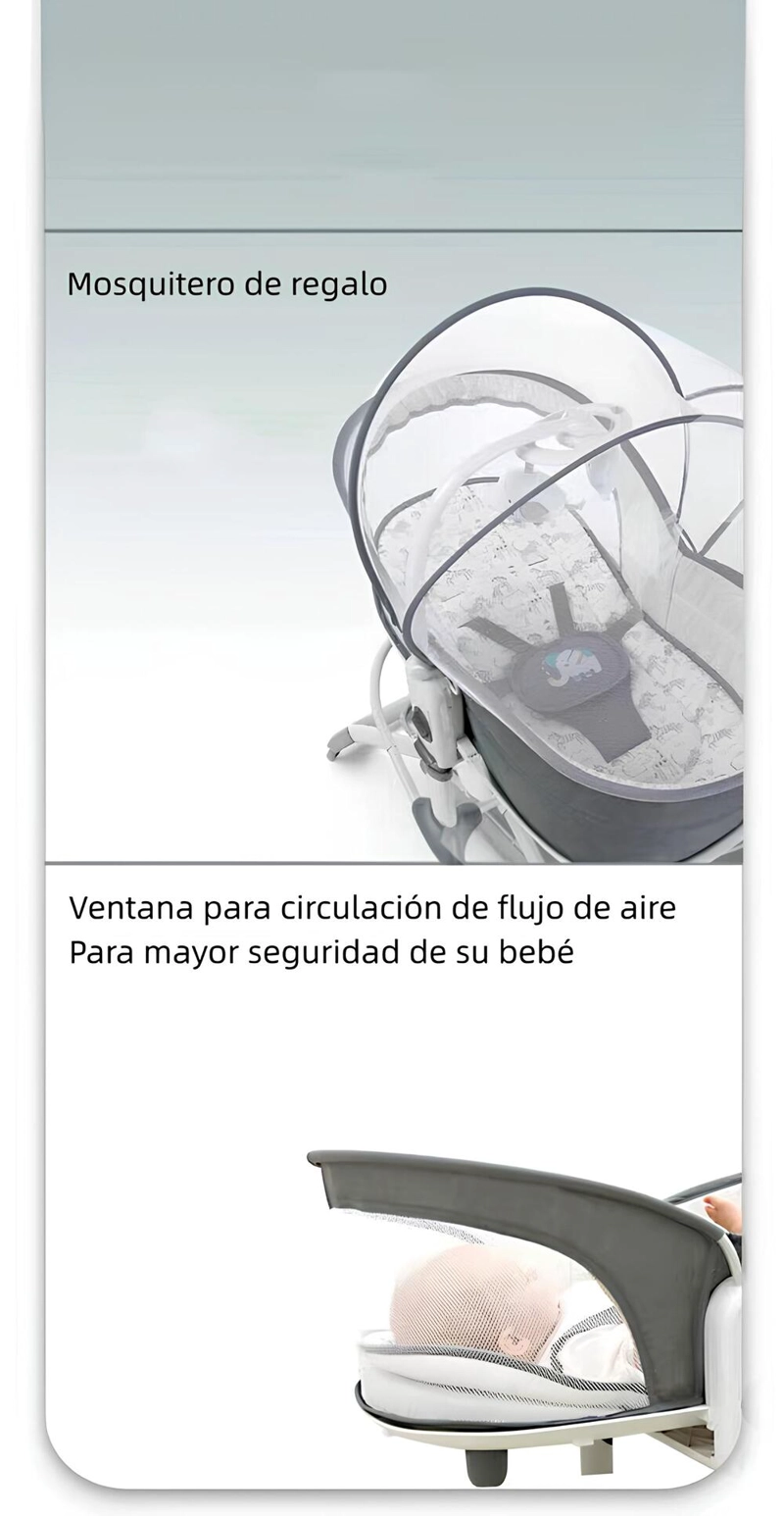CUNA MOISÉS Y COLUMPIO INGENUITY MASTELA ACERO GRIS CON VIBRACIÓN 2 EN 1 - 7