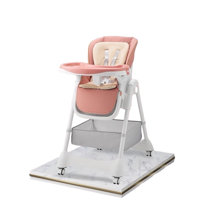 SILLA COMER LUBABYCAS MULTIPOSICIONES CON RUEDAS ROSADO - 1