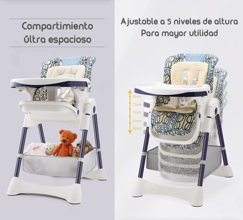 SILLA COMER LUBABYCAS MULTIPOSICIONES CON RUEDAS ROSADO - 4