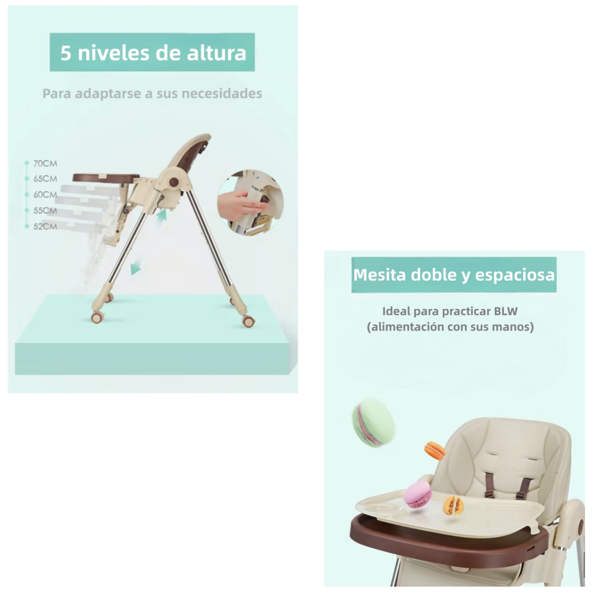 SILLA COMER LUBABYCAS MULTIPOSICIONES PLEGABLE DORADA DORADO - 5