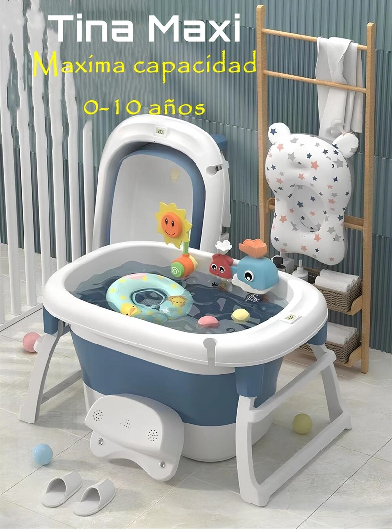 BAÑERA LUBABYCAS CON COJIN TERMÓMETRO MÁS ACCESORIOS ROSADO - 2