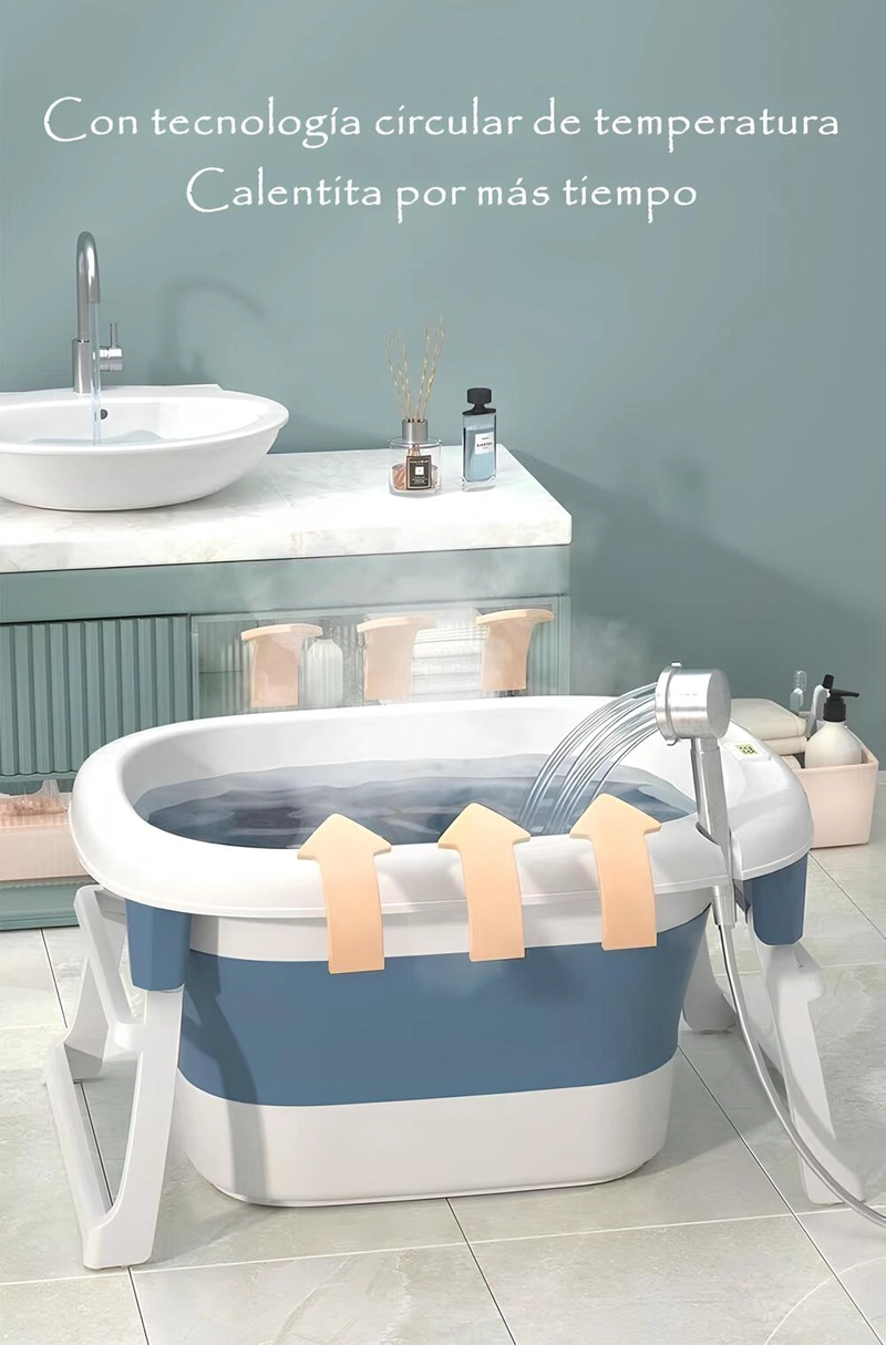 BAÑERA LUBABYCAS CON COJIN TERMÓMETRO MÁS ACCESORIOS ROSADO - 3
