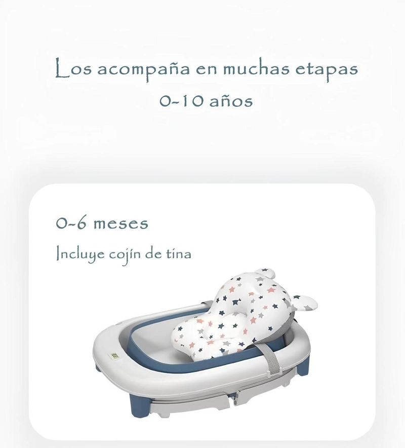 BAÑERA LUBABYCAS CON COJIN TERMÓMETRO Y MÁS ACCESORIOS AZUL - 3