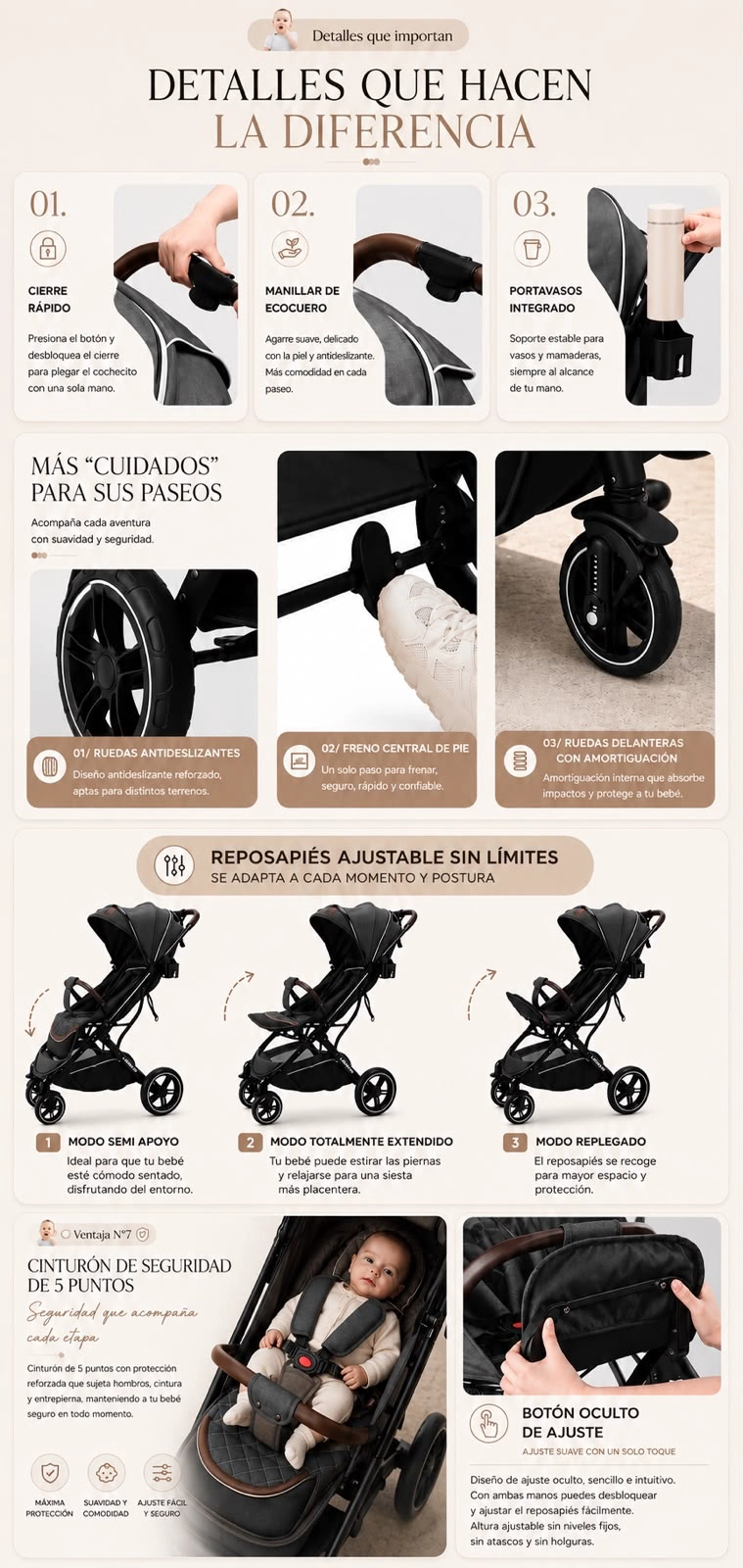 COCHE PASEO LUBABYCAS CON CUBRE PIES GRIS - 6