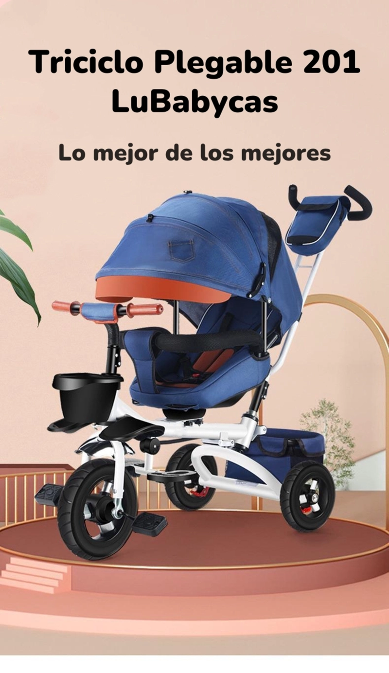 TRICICLO LUBABYCAS MULTIFUNCIONAL PLEGABLE RECLINABLE ROSADO - 2