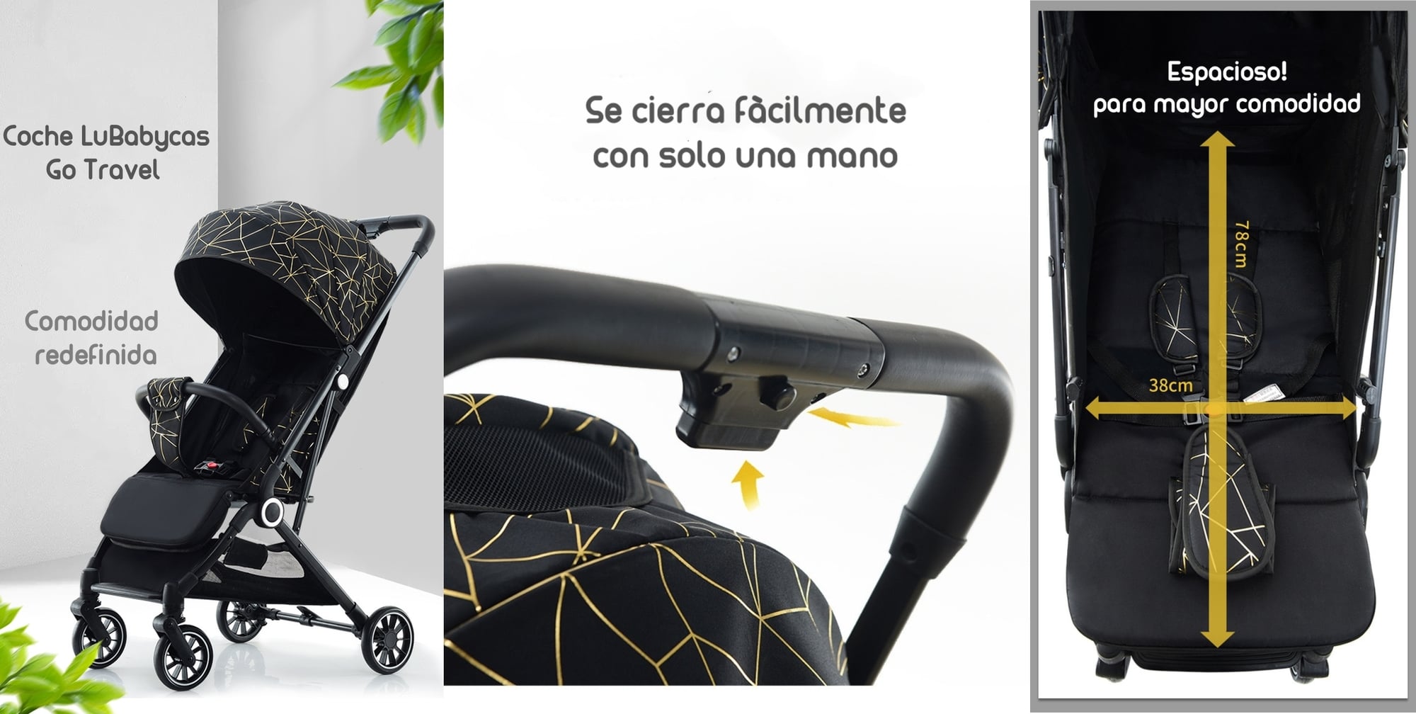 COCHE PASEO LUBABYCAS ÚLTRA COMPACTO BLACK NEGRO - 2