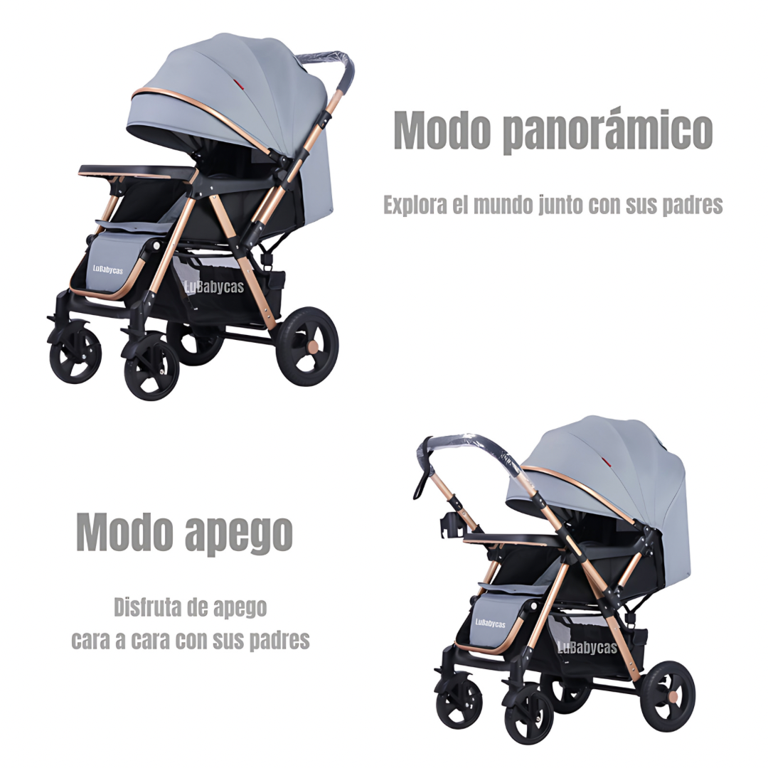 COCHE PASEO LUBABYCAS REVERSIBLE RUBIK GRIS - 2