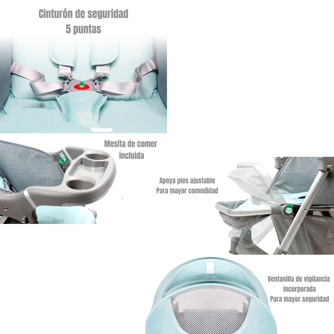 COCHE PASEO LUBABYCAS REVERSIBLE RUBIK GRIS - 6
