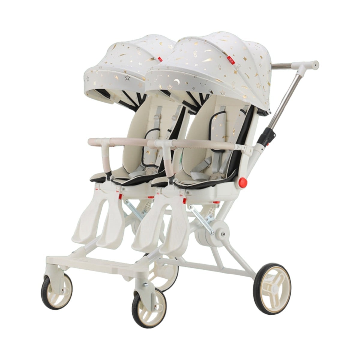 COCHE DOBLE CON MESITA DE COMER RECLINABLE BLANCO LUBABYCAS - 1
