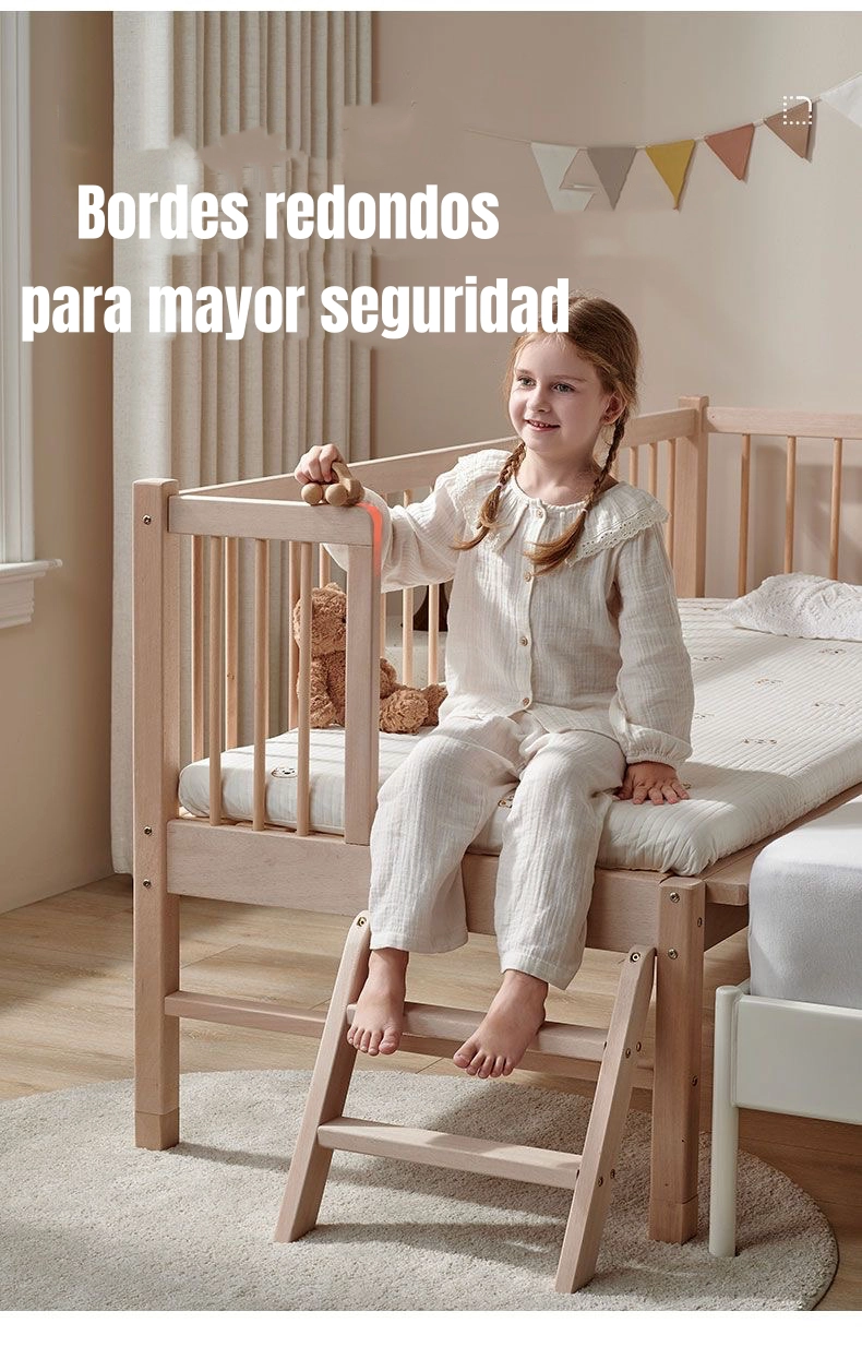CAMA CUNA COLECHO LUBABYCAS TRANSICIÓN MADERA 150X70X86CM CON COLCHÓN - 5