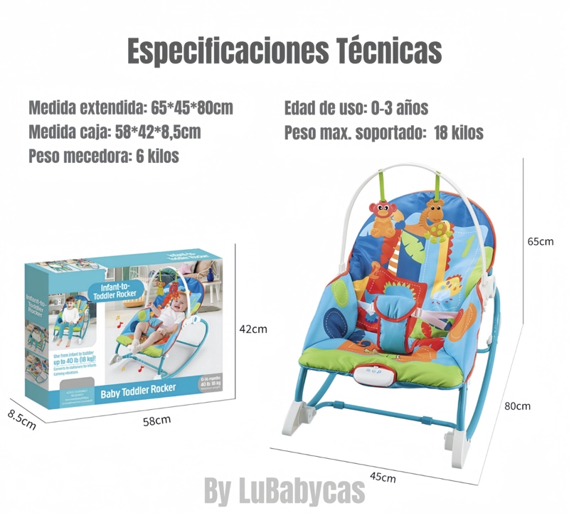 MECEDORA LUBABYCAS SILLA COMER 2 EN 1 VIBRACIÓN ROSADO - 5