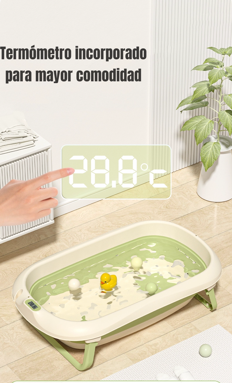 BAÑERA LUBABYCAS CON TERMÓMETRO COJÍN PREMIUM ROSADO - 3