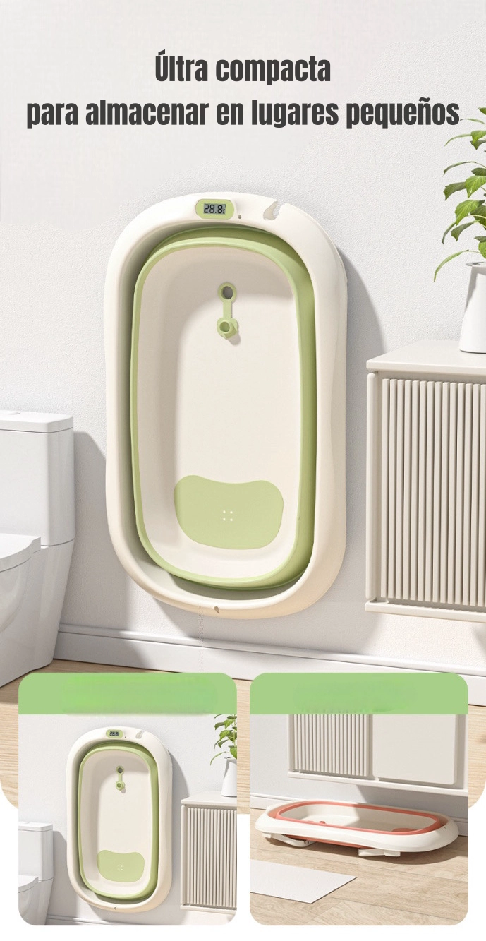 BAÑERA LUBABYCAS CON TERMÓMETRO COJÍN PREMIUM VERDE - 7