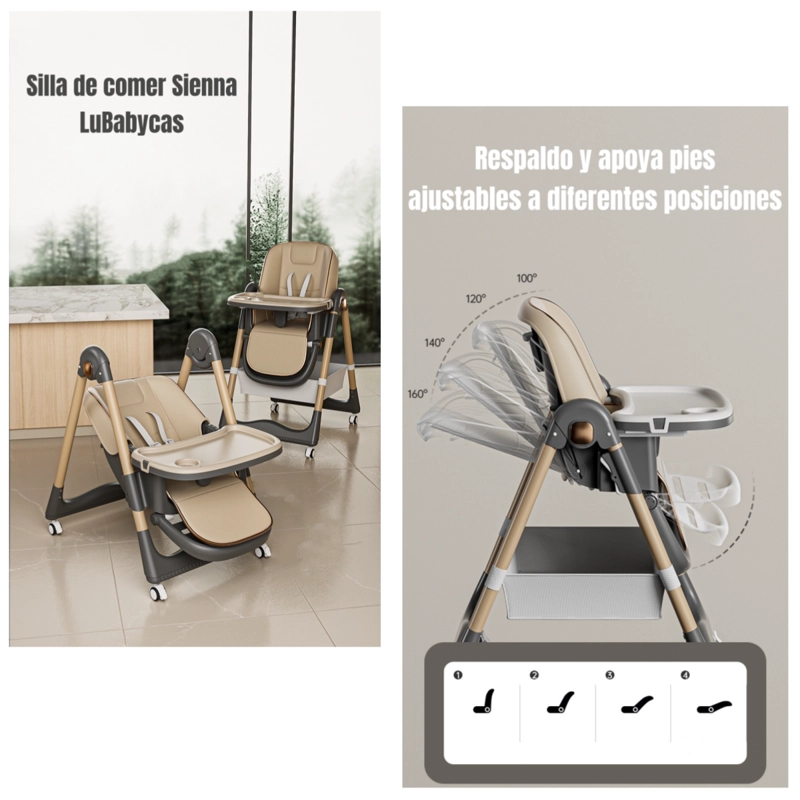 SILLA COMER LUBABYCAS RECLINABLE PLEGABLE ROSADO - 2