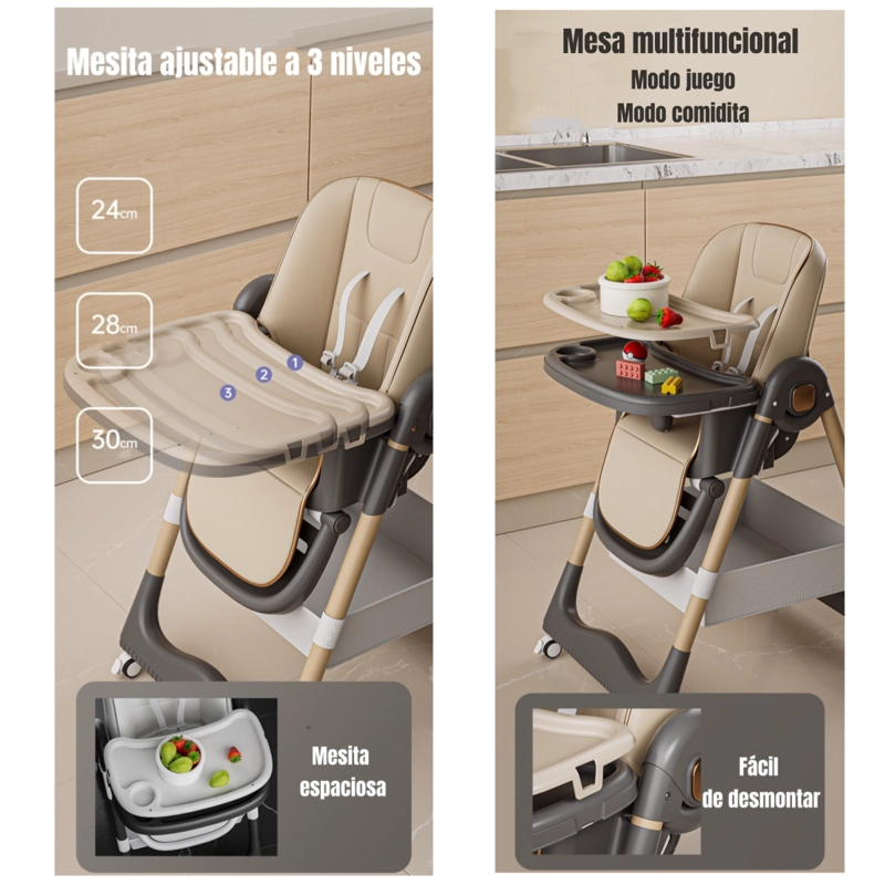 SILLA COMER LUBABYCAS RECLINABLE PLEGABLE ROSADO - 3