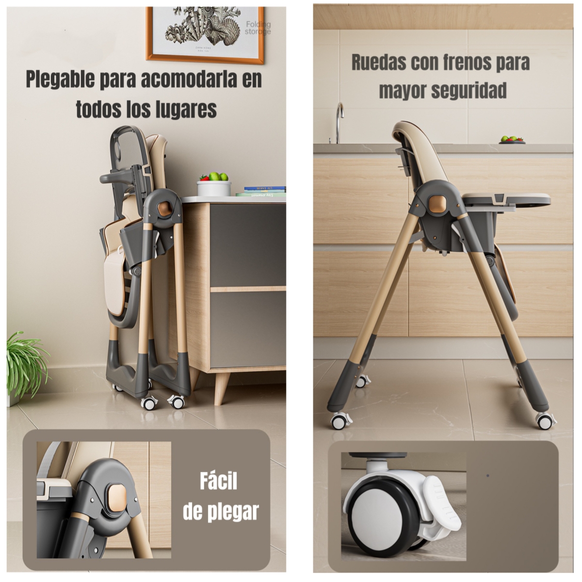 SILLA COMER LUBABYCAS RECLINABLE PLEGABLE ROSADO - 6