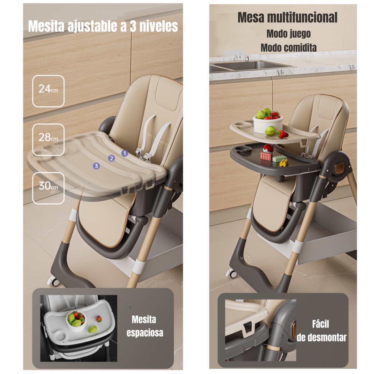 SILLA COMER LUBABYCAS RECLINABLE PLEGABLE CAFÉ - 3