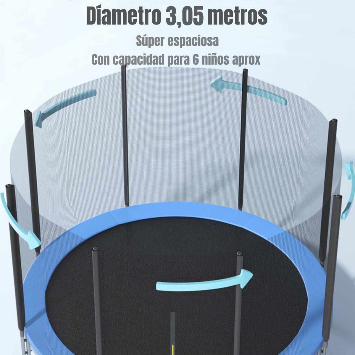 CAMA ELASTICA TRAMPOLINE 305CM CON ESCALERA LUBABYCAS - 5