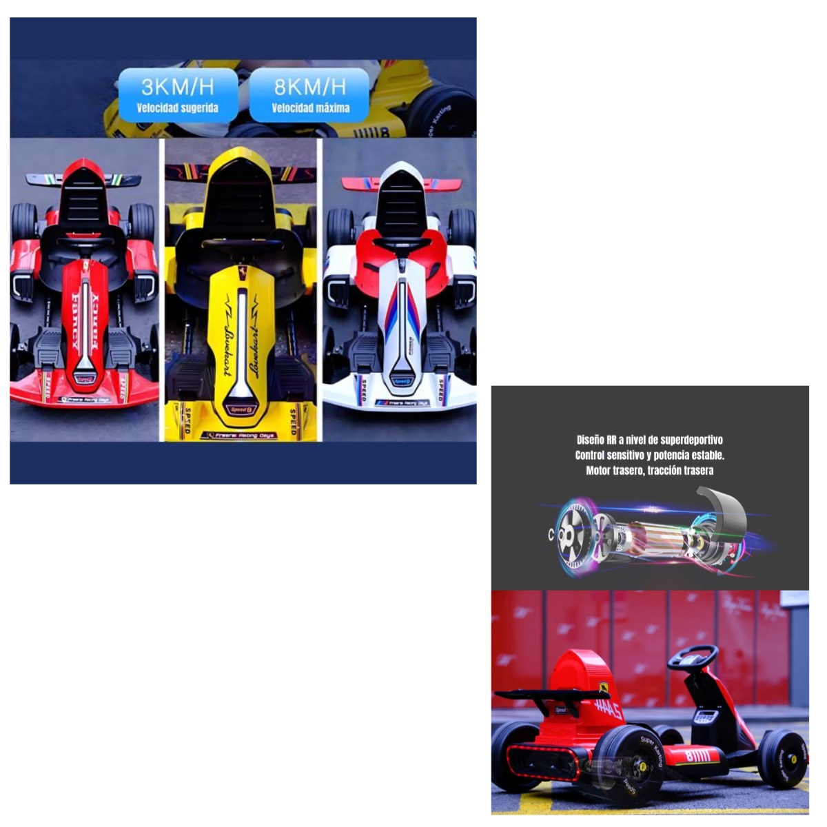 GO KART AUTO ELE CTRICO 12V25A ROJO CON CONTROL LUBABYCAS - 5