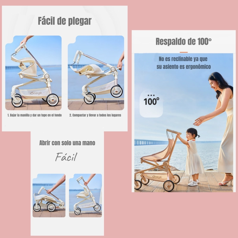 COCHE PASEO LUBABYCAS LUJOSO ÚLTRA SLIM DORADO - 7