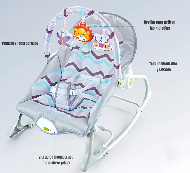 SILLA LUBABYCAS NIDO MECEDORA CON VIBRACIÓN Y MELODÍA GRIS - 4